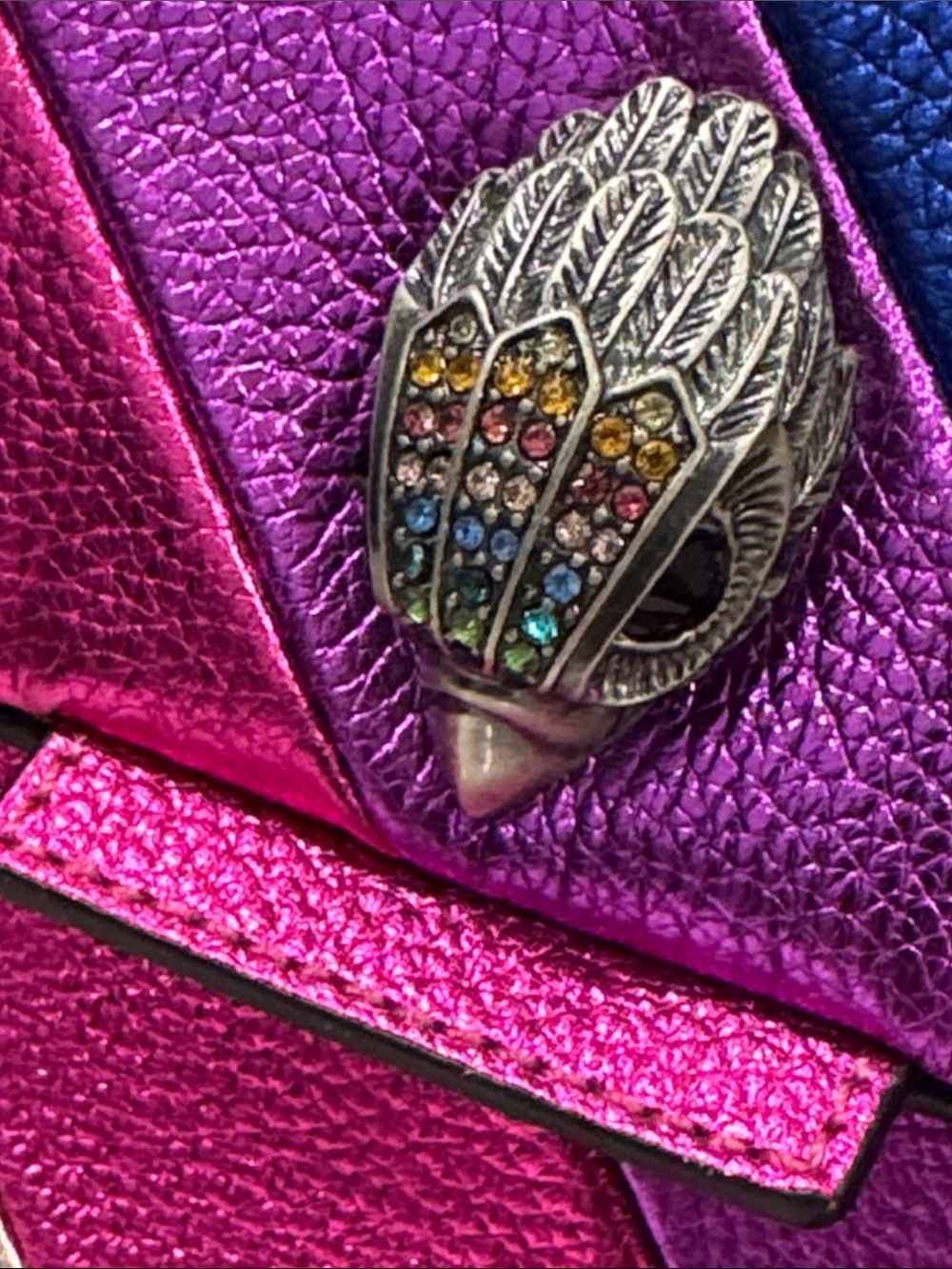 Kurt Geiger Bag Large Kensington Rainbow Leather Shoulder Chain Bag - Picture 6 of 17